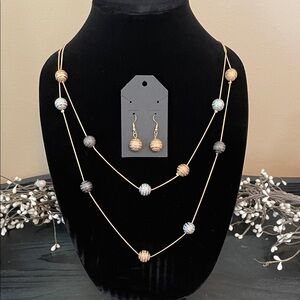 Elegant Gold and Silver Beaded Necklace Set